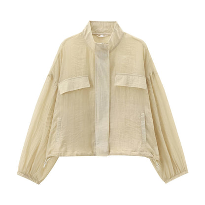 Dam Kappa Halvtransparent Monokrom Patchwork Material-1