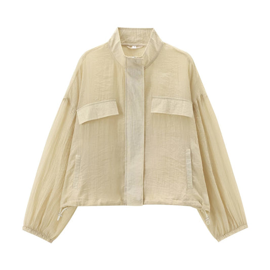 Dam Kappa Halvtransparent Monokrom Patchwork Material-1
