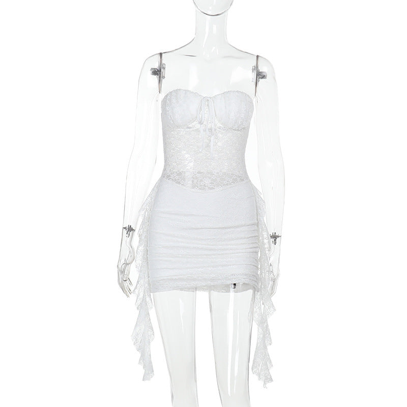 Variant image for Kvinnors Miniklänning Bustier Glittrig Spets med Rynkor-1