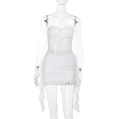 Variant image for Kvinnors Miniklänning Bustier Glittrig Spets med Rynkor-1