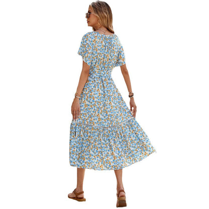 Damklänning A-linje Tryckt Mönster Polyester Medellång-6