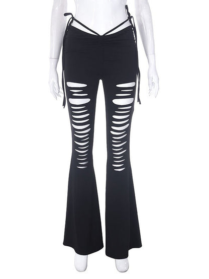 Dam Byxor Utskurna Elastiskt Material Blåst Stil 1