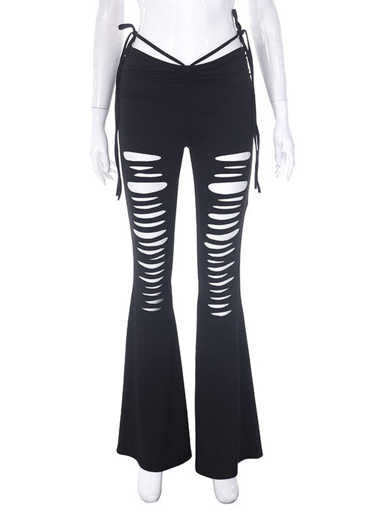 Dam Byxor Utskurna Elastiskt Material Blåst Stil 7