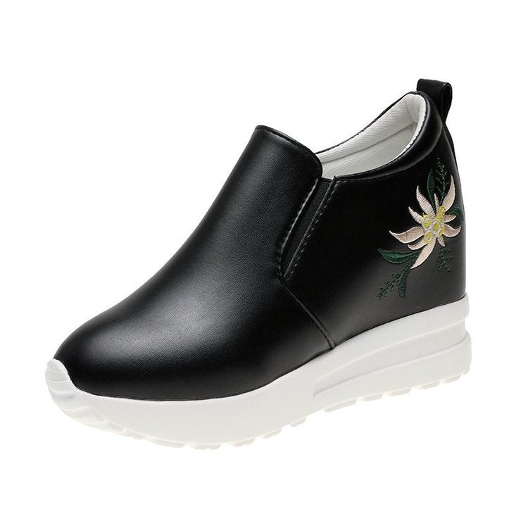 Kvinnor Sneakers Slip-On Blommig Broderi Textil Bekväm Sula 9