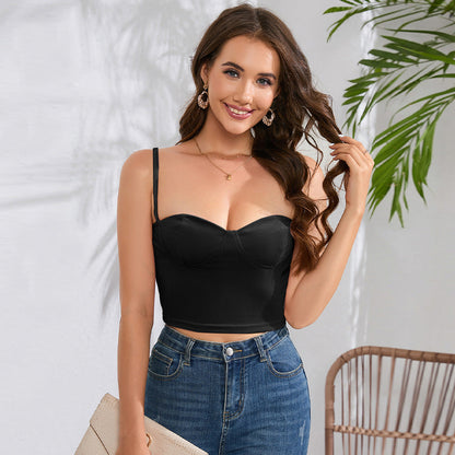 Festtoppar Dam Ärmlös Sammet Mjuk och Lyxig-5