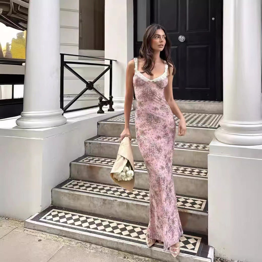 Dam Lång Kjol Blommig A-Linje Polyester Bomull-2