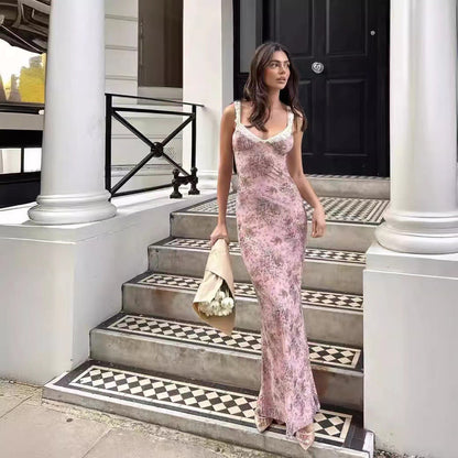 Dam Lång Kjol Blommig A-Linje Polyester Bomull-2