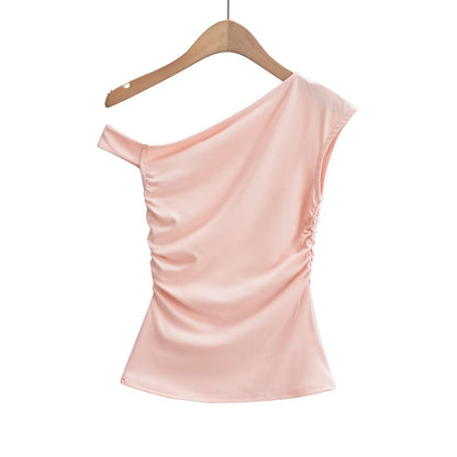 Variant image for Kvinnors Festtop Asymmetrisk Halsringning Dekorativ Samling Elastisk Blandning-6