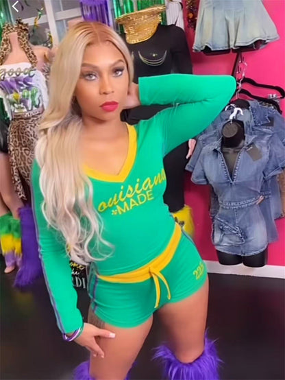 Dam Slim-Fit Top och Capri Shorts Set i Spandex-6