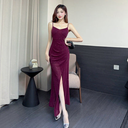 Variant image for Fina Dam Klänningar Bodycon Spaghetti Bärare Polyester med Slits-9