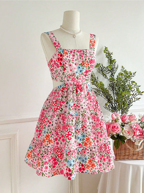 Kvinnors Sommarklänning Blommig Design Andningsbart Material-1