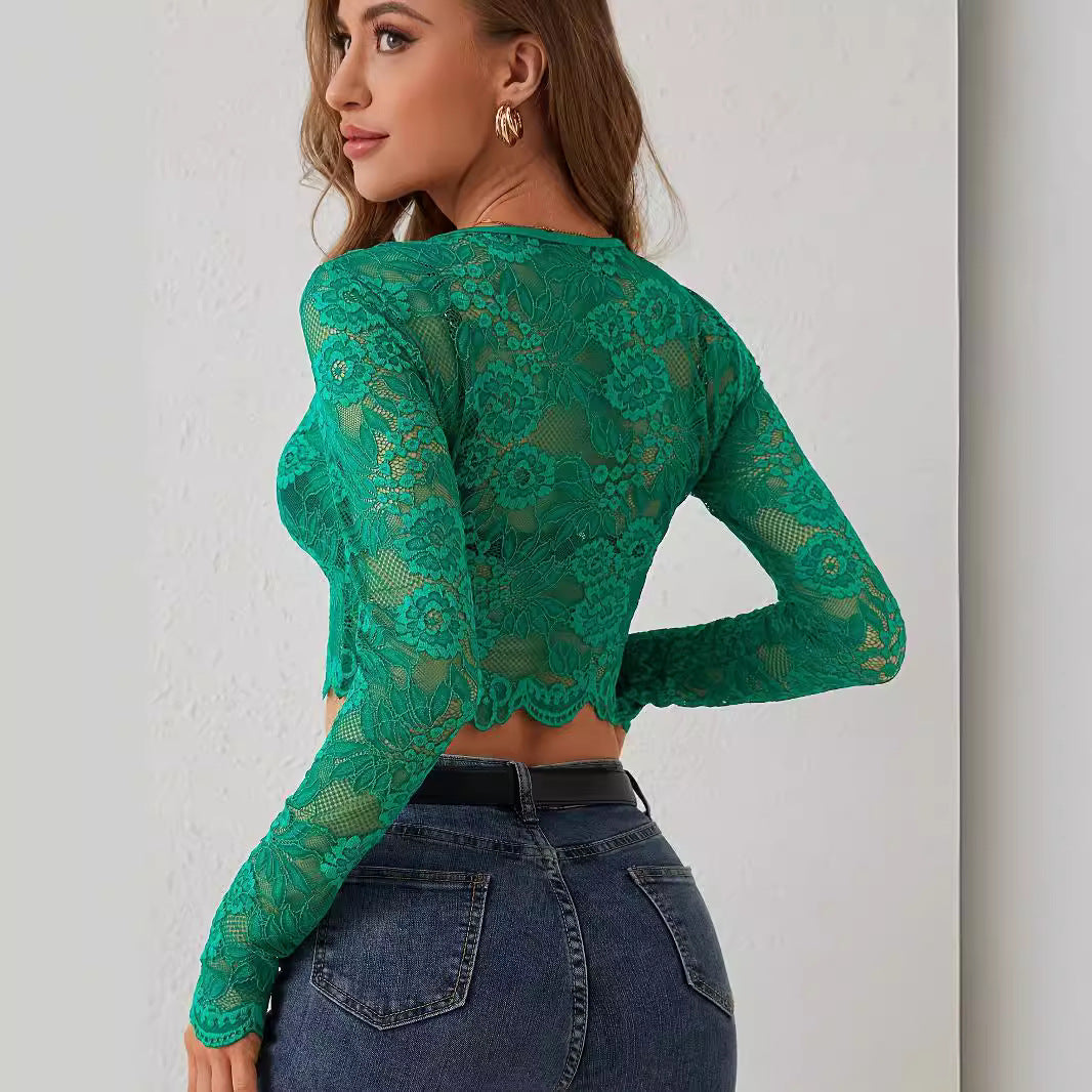 Festtoppar Dam Spets Slim Fit 100% Polyester-3