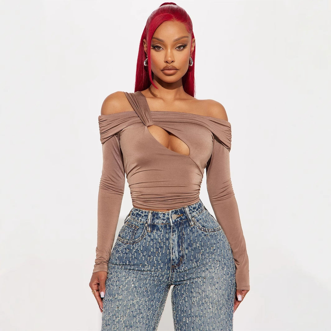 Dam Festtopp Långärmad Trendig Spandex-4