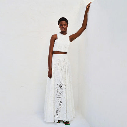 Dam Tvådelad Uppsättning Broderad Spetsig Design Högkvalitativt Tyg-3