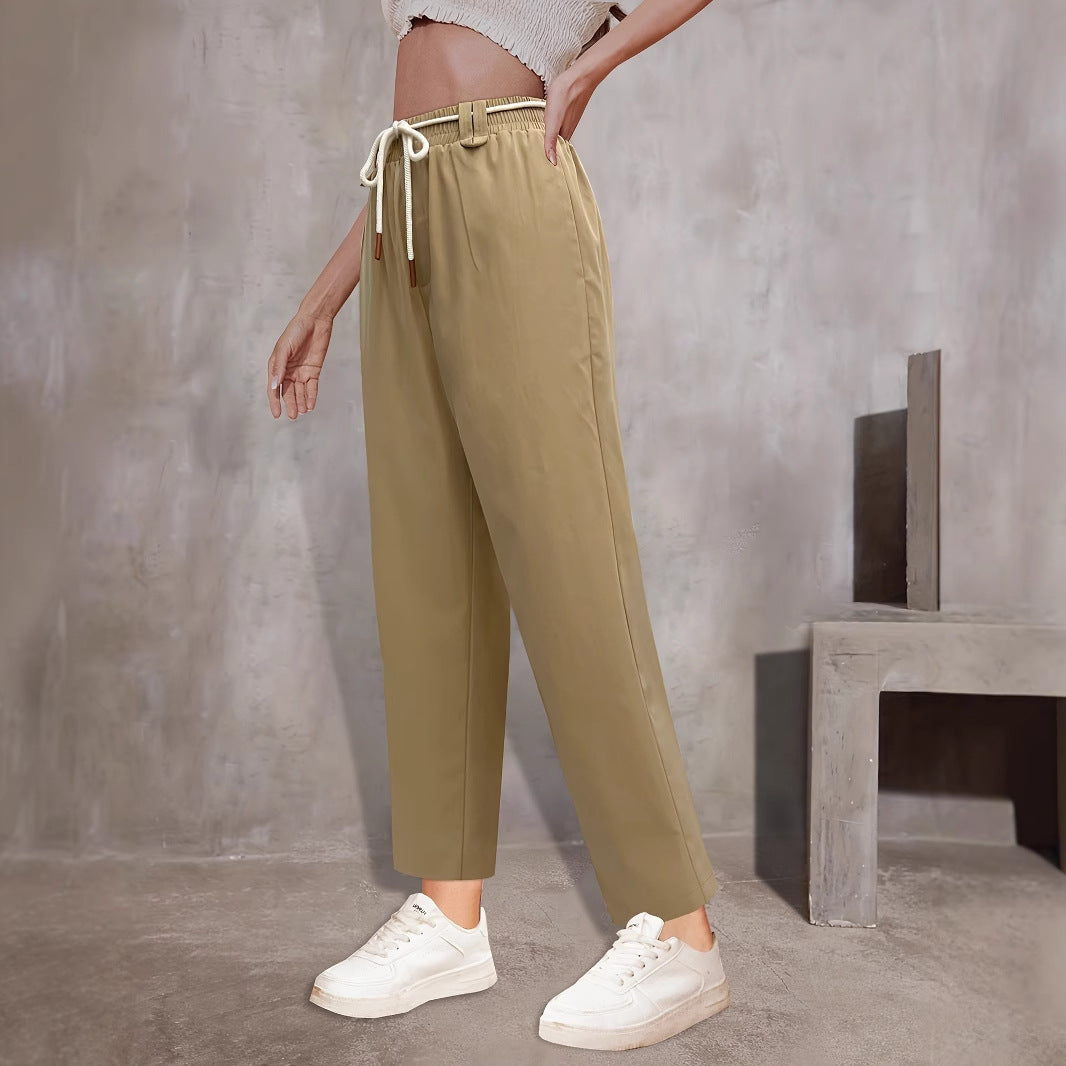 Dam Fritidsbyxor Elastiskt Midjeband med Praktiska Fickor 3