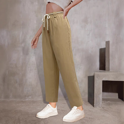 Dam Fritidsbyxor Elastiskt Midjeband med Praktiska Fickor 3