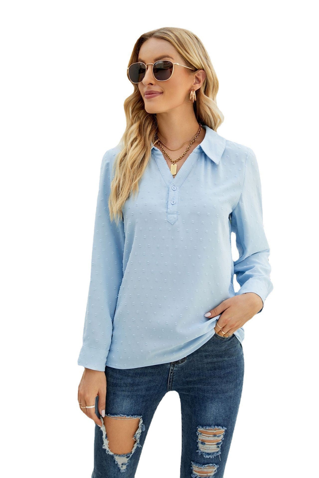 Variant image for Kvinnors Långärmad Topp Standhals Jacquard Polyester-16