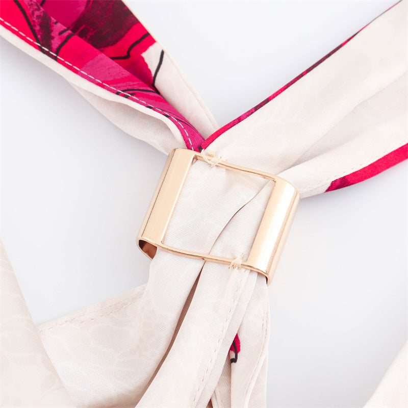 Dam Maxiklänning Blommig A-Linje 100% Polyester Ärmlös Sommar-3