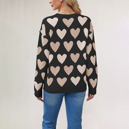 Dam Tröja Löst Sittande Hjärtdesign Viskos Nylon Polyester-6