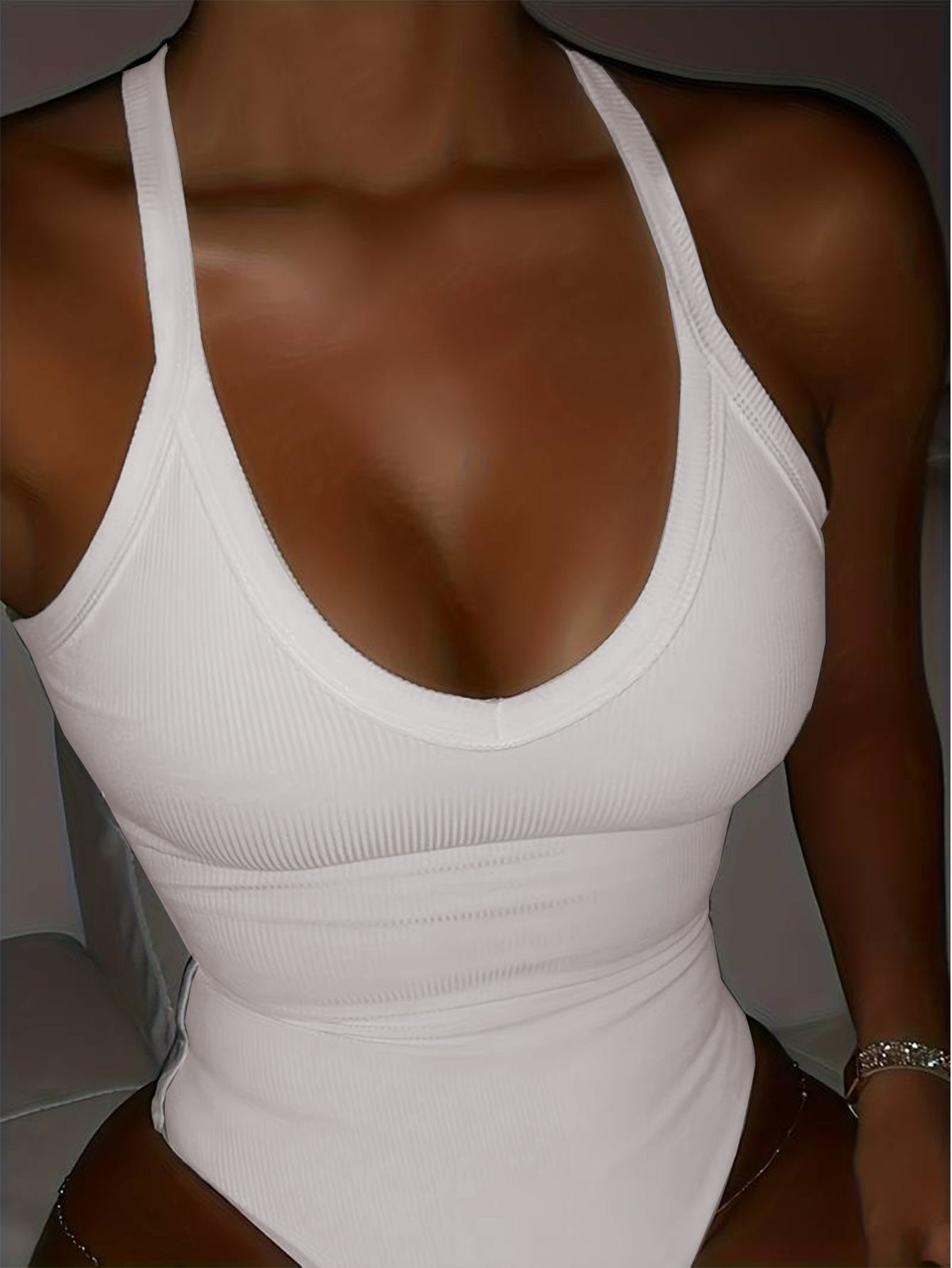 Dam Jumpsuit Avsmalnande Ärmlös Patchwork Lätt Elastisk Material-4