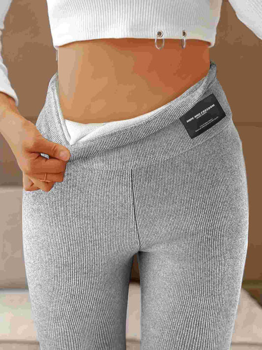 Kvinnors Leggings Hög Midja Ribbad Elastisk Material 1