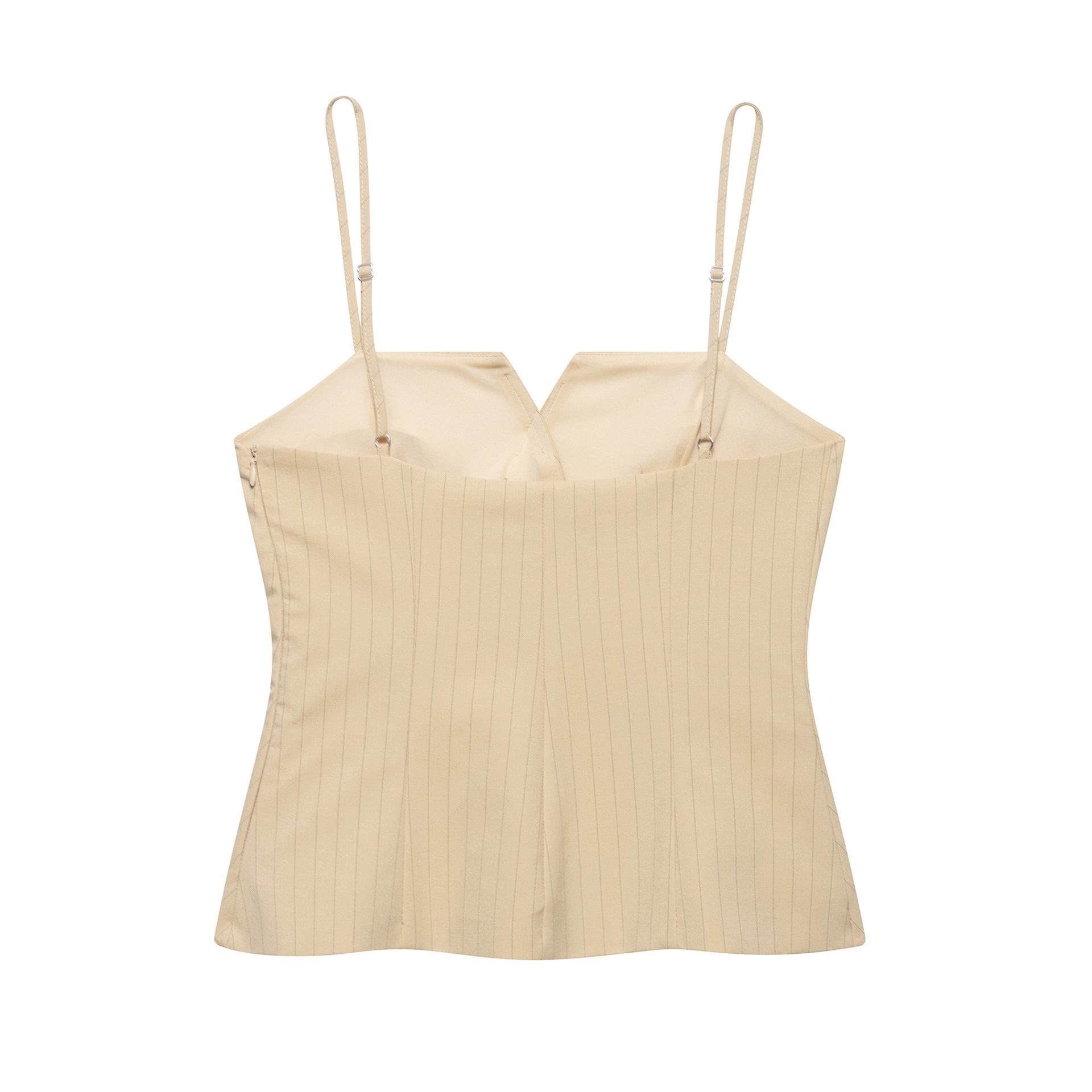 Kvinnors Topp V-ringad Lätt Tyg med Vertikala Ränder-3