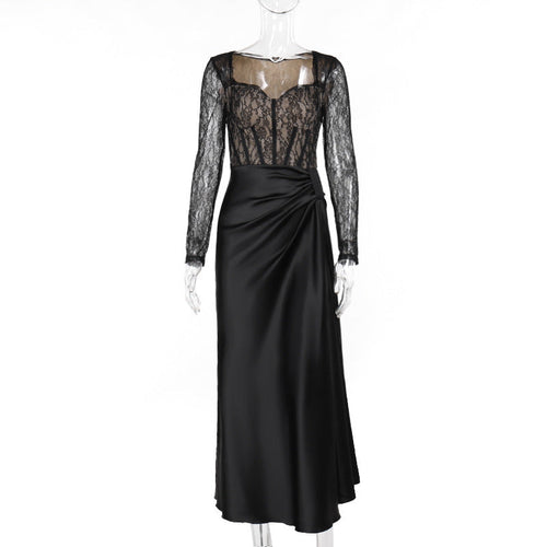 Kvinnors Aftonklänning Spets Draperad Satin Med Hjärformad Halsringning 1