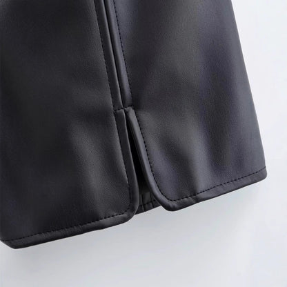 Synthetischer Damenrock in Figurnaher Passform mit Eleganten Nähten – Modernes Lederelement für Vielseitige Styles 3