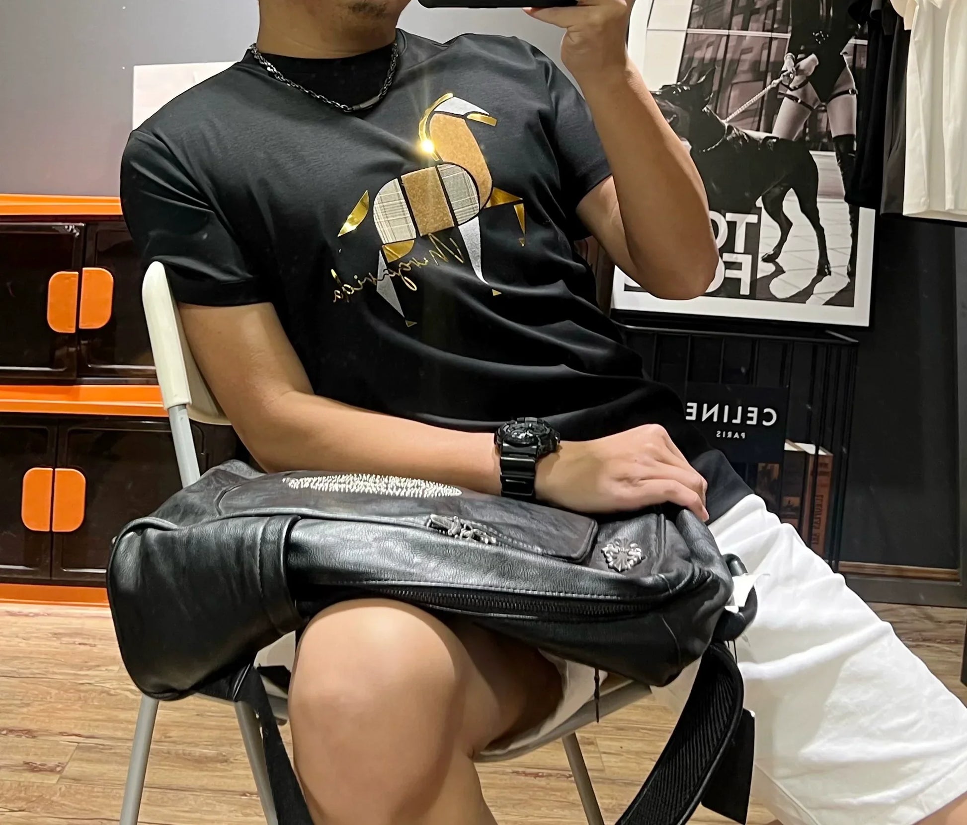 Herr T-shirt Rundhalsad Djurmönster Kvalitets Bomull-1