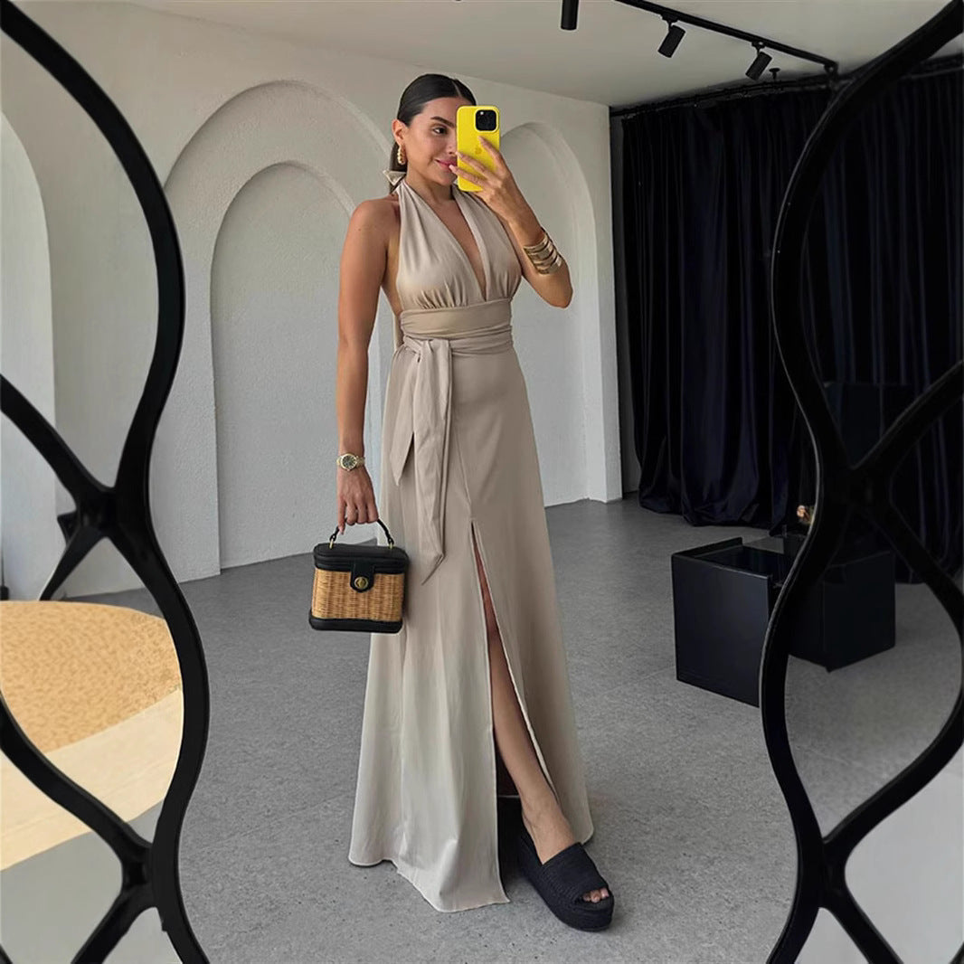 Maxiklänning Dam Asymmetrisk Design 100% Polyester-2