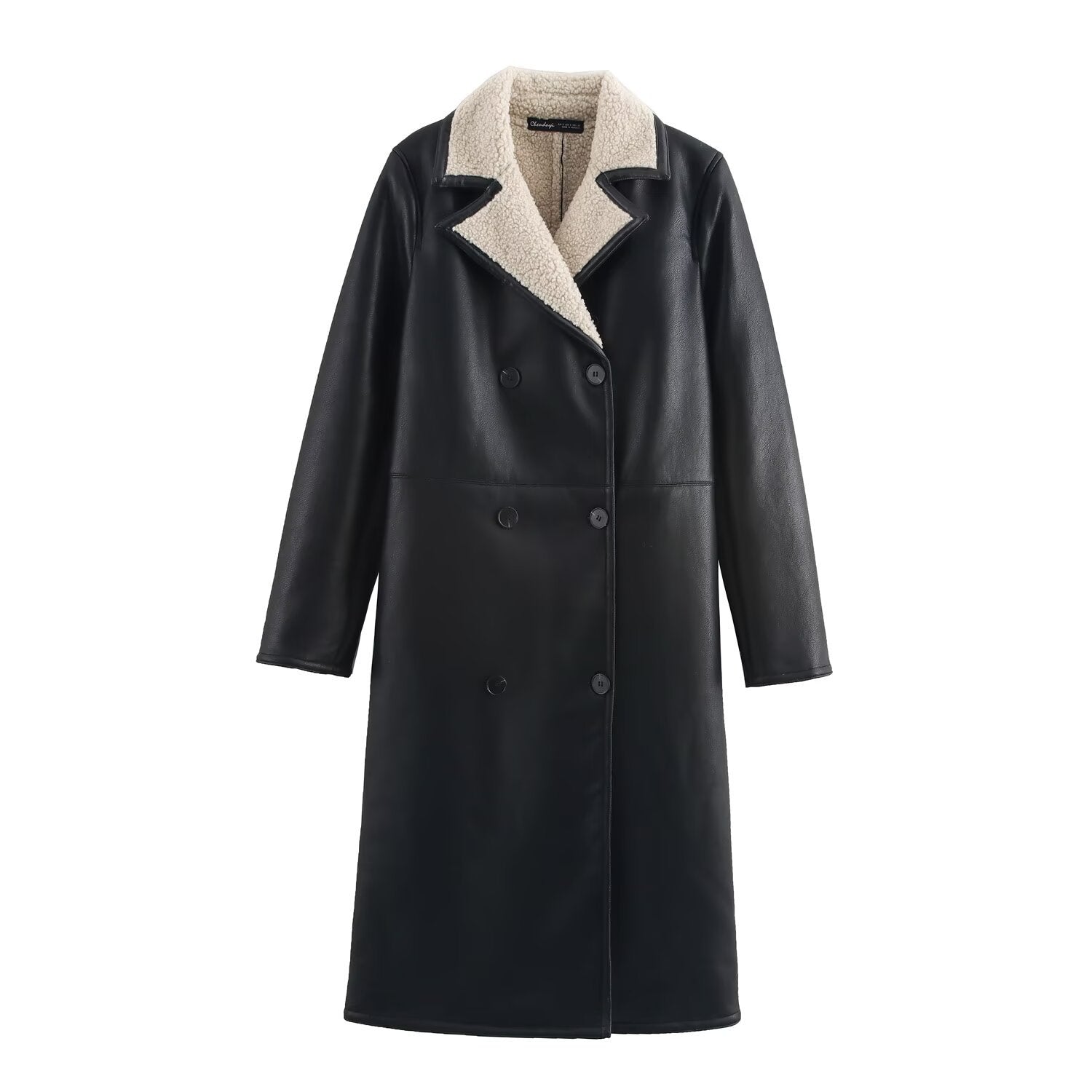 Damjacka Monokrom Design med Knappar i 100% Polyester-1