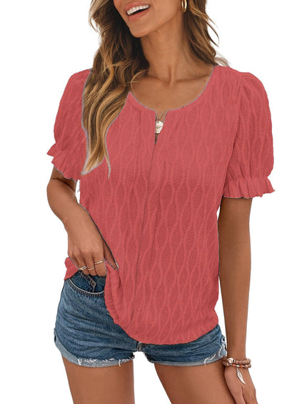 Variant image for Dam T-shirt Puffärmar Jacquard Löst Passform Polyester-46