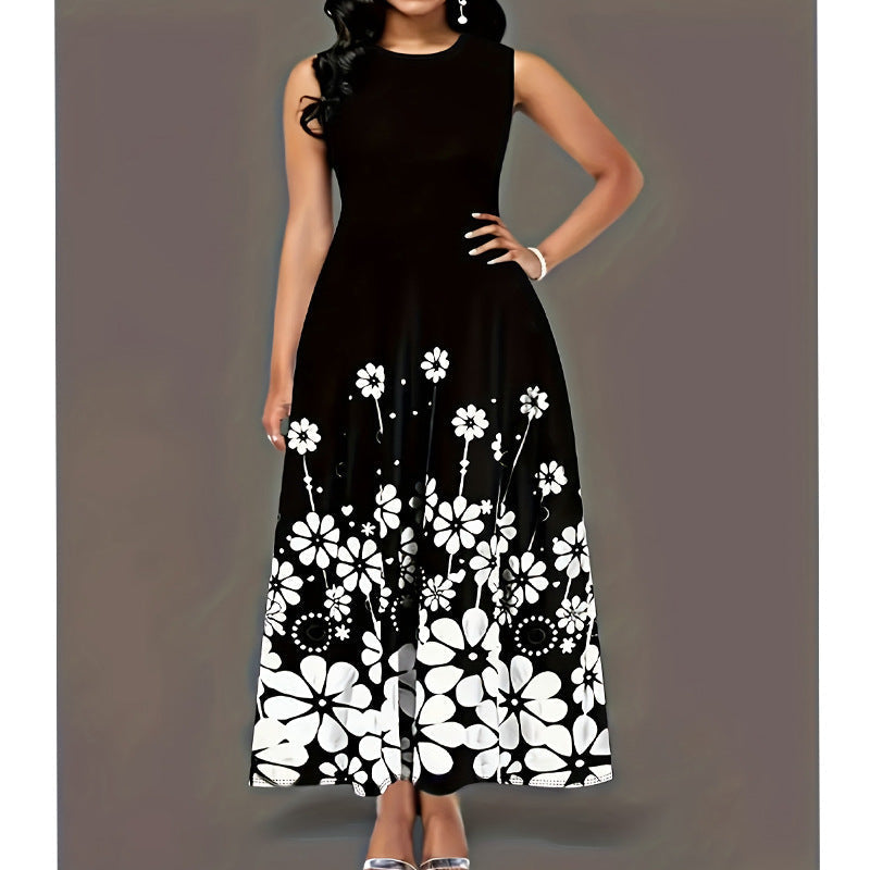 Långklänning Dam Tryckt Lätt Polyester för Fest och Vardag-2
