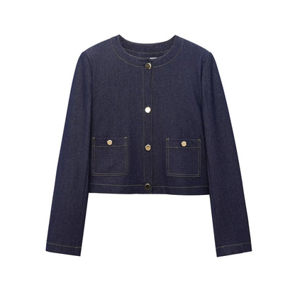 Dam Kortärmad Jacka och Bredklippta Byxor Set Polyester Sommarkläder-1