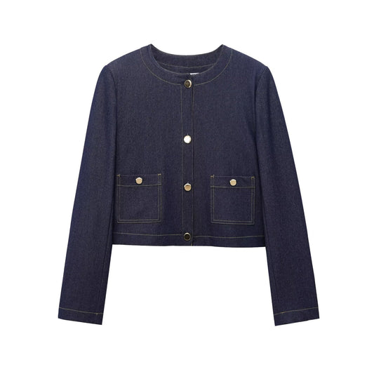 Dam Kortärmad Jacka och Bredklippta Byxor Set Polyester Sommarkläder-1