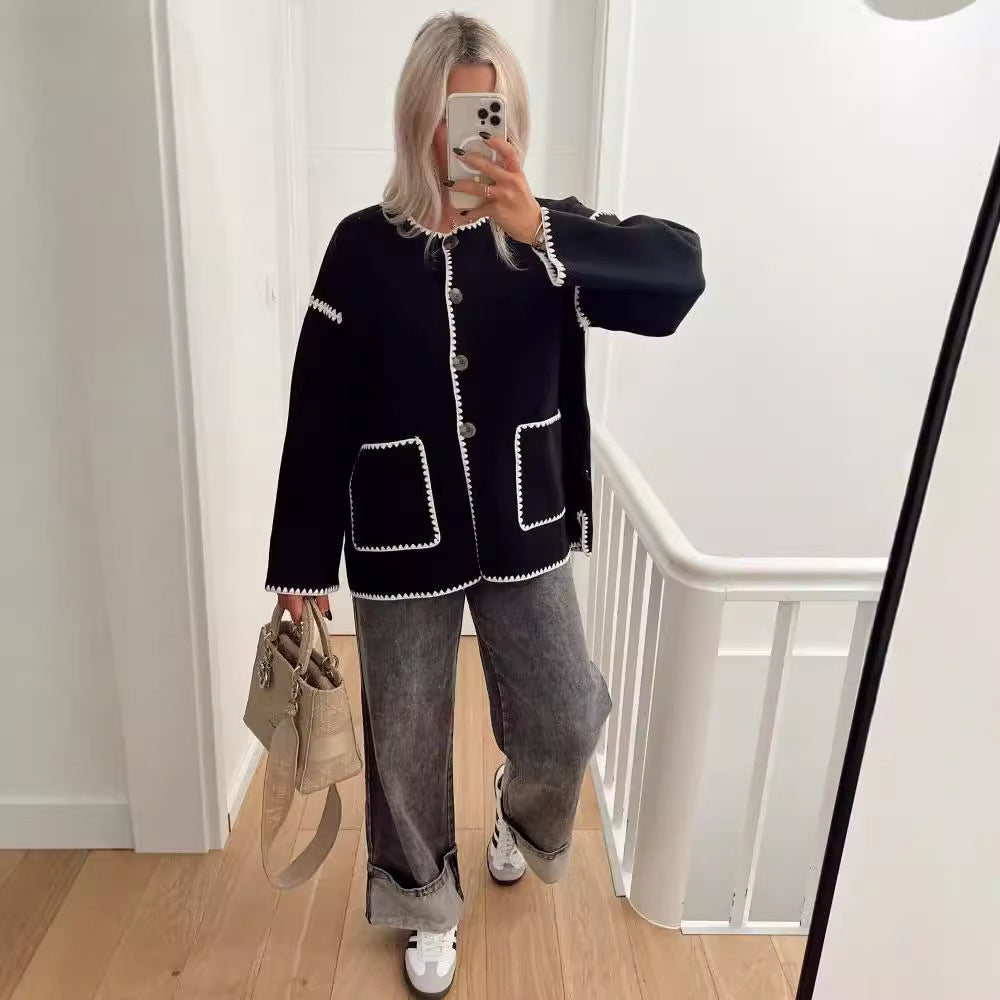 Kvinnors Kort Rock Fleece med Färgblock Chenille-2