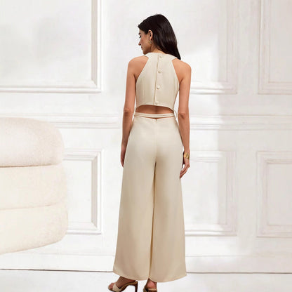 Damen Jumpsuit mit Tiefem V-Ausschnitt und Seitlichem Bindegürtel – Leichtes Stoff, Bequeme Passform, Bunte Designs 4