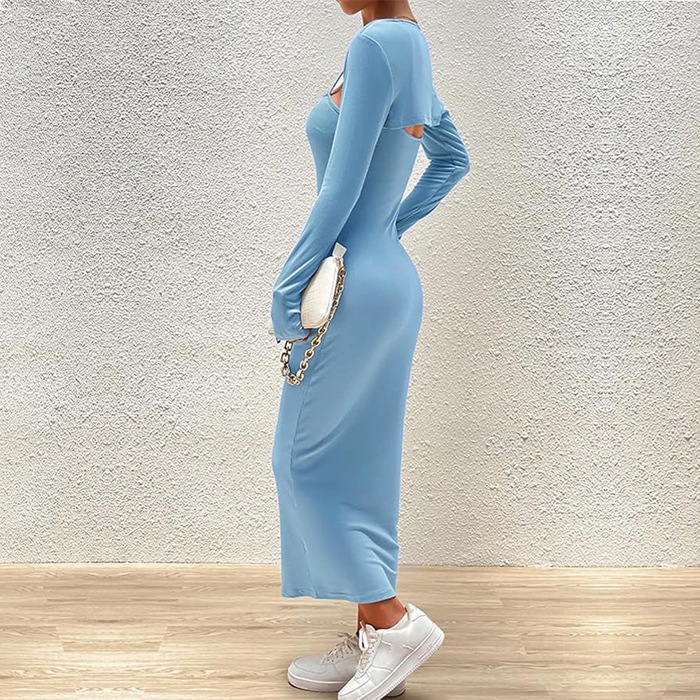 Kvinnors Långklänning Fest med Långa Ärmar i Mjuk Polyester-3