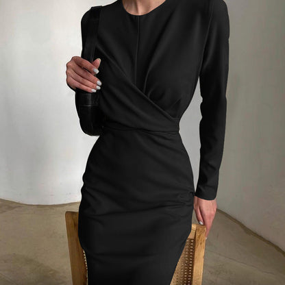 Kvinnors Bodycon Klänning Hög Midja Polyester A-linjeformad-1