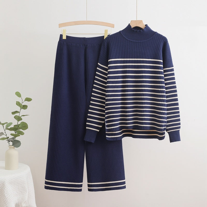 Dam Set med Hög Krage och Breda Byxor Viskosfiber 5