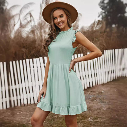 Variant image for Dam A-linjeformad Sommarklänning Polyester Ärmlös Knälång-9