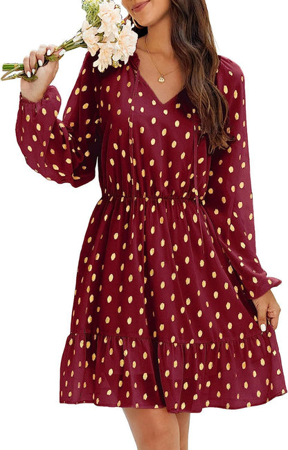 Sommarklänning Dam V-ringad i Lätt Bomull med Elastiskt Midjeband – Perfekt för Strand och Fest 9