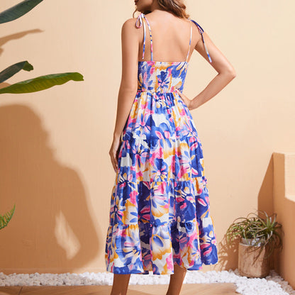 Dam Klänning A-Line Spaghetti Band Polyester Midi Fina Dam Klänningar-4