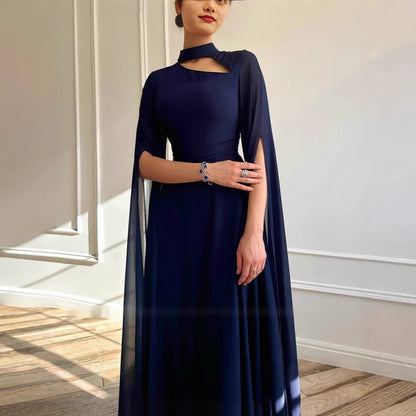 Fina Dam Klänningar Vintage Chiffong Långärmad Elegant-3