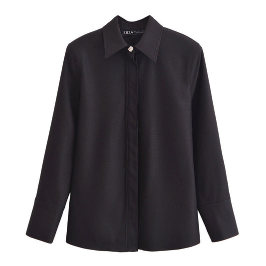 Dam Skjorta Långärmad Satin Elegant-1