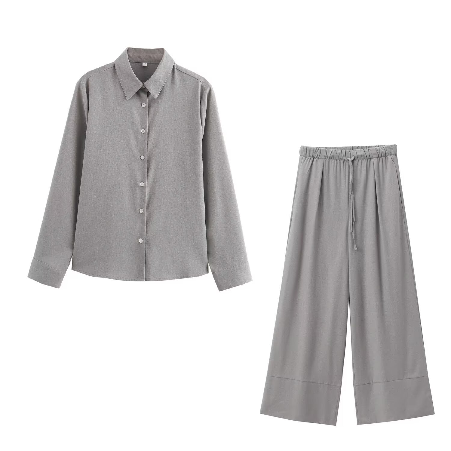 Variant image for Dam Långärmad Skjorta och Byxor Set Monokrom Street Fashion Högkvalitativt Tyg-33