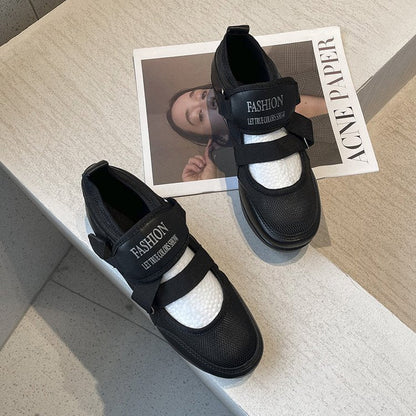Kvinnor Sneakers Sportiga Kardborrfästen Andningsbara Syntetiska Material 5