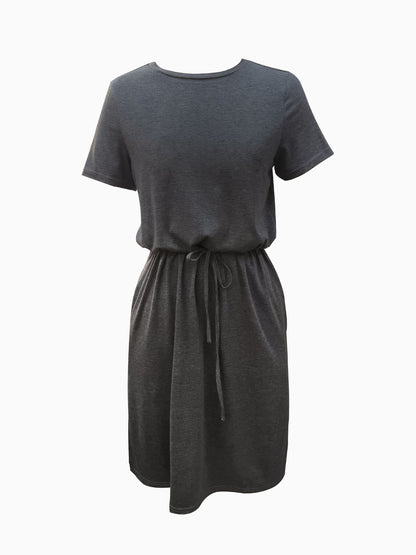 Fina Dam Klänningar Midi Patchwork Polyester Rundhals Korta Ärmar-4