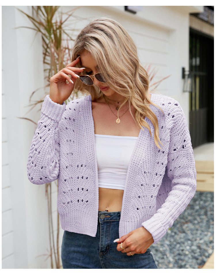 Dam Kofta V-ringad Ihålig Polyester Avslappnad Elegant-4