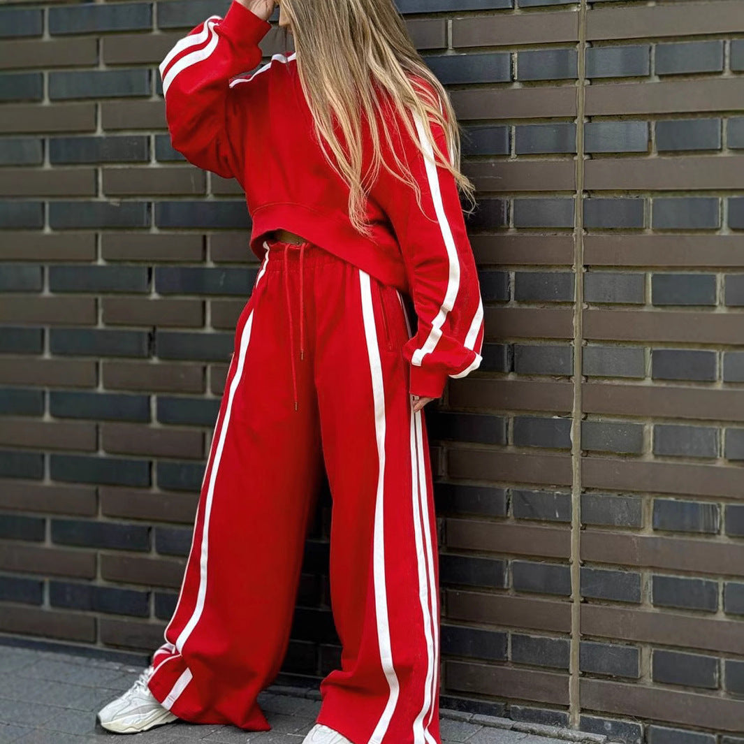 Dam V-ringad Tröja och Byxor Set Polyester Spandex-3
